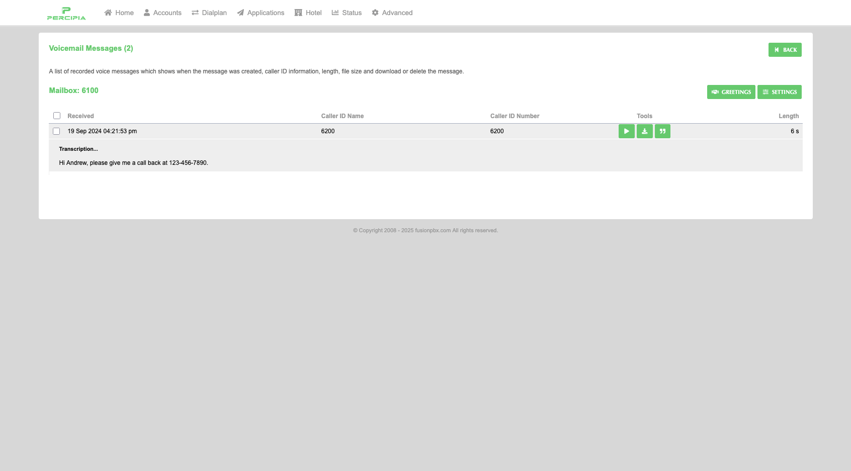 Voicemail Transcription Interface